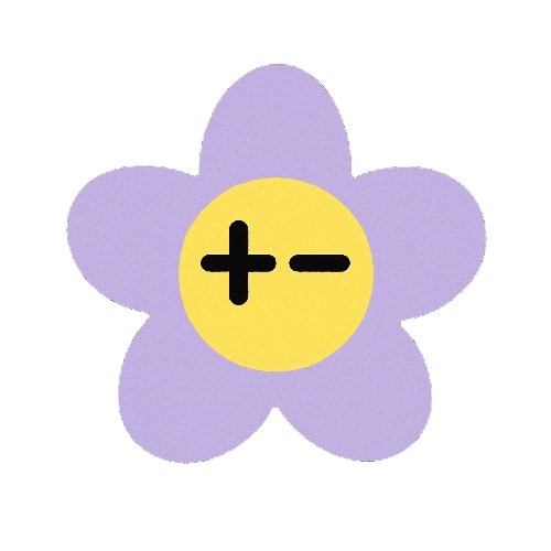 flower logo with positive and negative signs